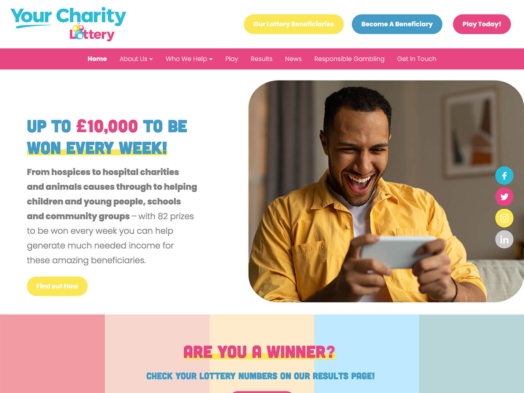Dove House Charity Lottery website screen